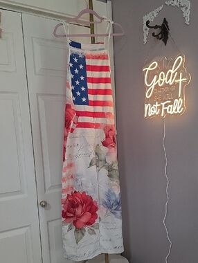 Americana 4th Of JULY LIGHTWEIGHT American Flag & Floral Print -overalls